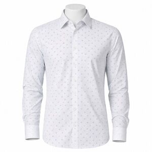 Size 19 Kenneth Cole Reaction Men’s Slim Fit Button Up Shirt White Print BNWT